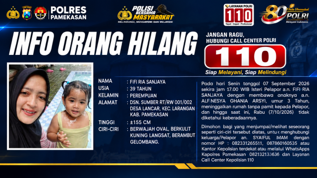 Polres Pamekasan Minta Bantuan Warga Cari Ibu dan Anak Hilang